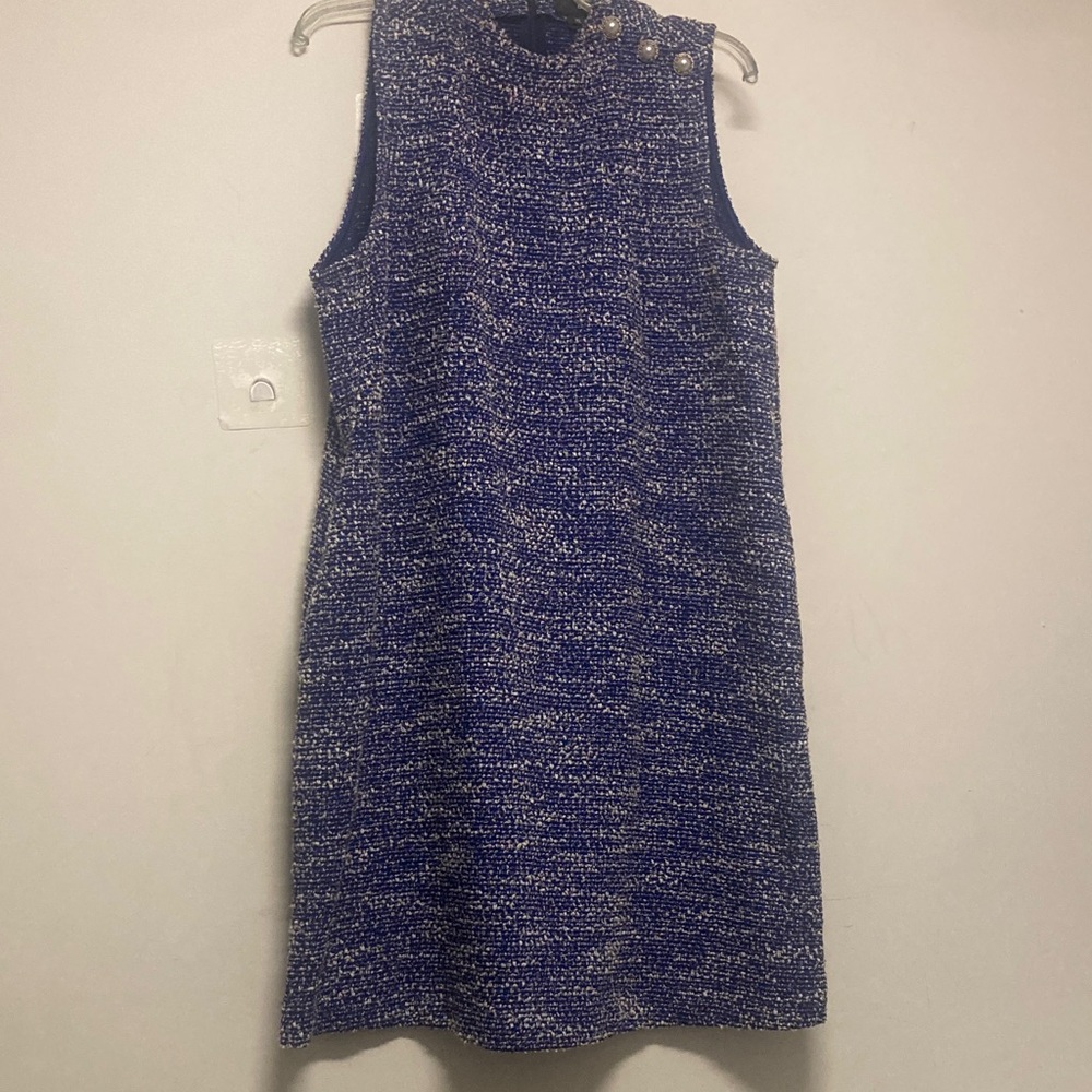 BEIGE bycci/Stylish Blue Dress w/3 pearl buttons on the left shoulder w/pockets